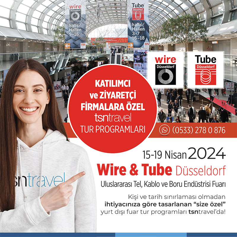 Wire & Tube Düsseldorf 2024 Uluslararası Tel, Kablo ve Boru Endüstrisi Fuarı | 15-19 Nisan 2024 | Şirketinize özel yurt dışı turlar | WhatsApp: (0533) 278 0 876